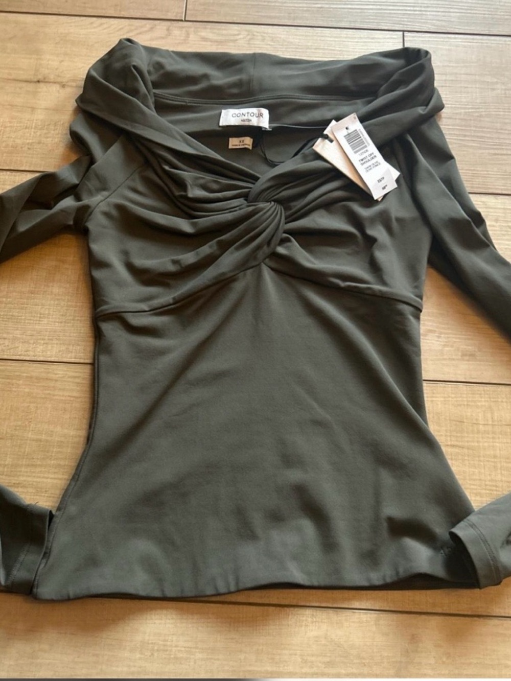 Aritzia Olive Twist-Knot Long Sleeve Top